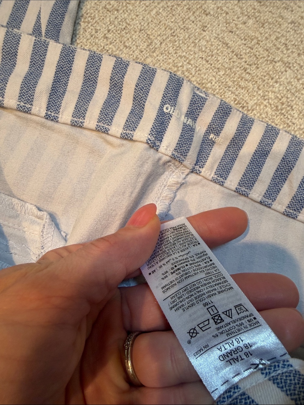 Old Navy Blue and White Striped Waistband Pants - Picture 2 of 5